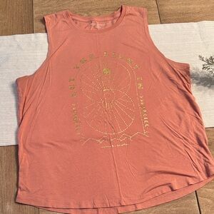 Spiritual Gangster coral Tank with Gold Moon Phase Graphic